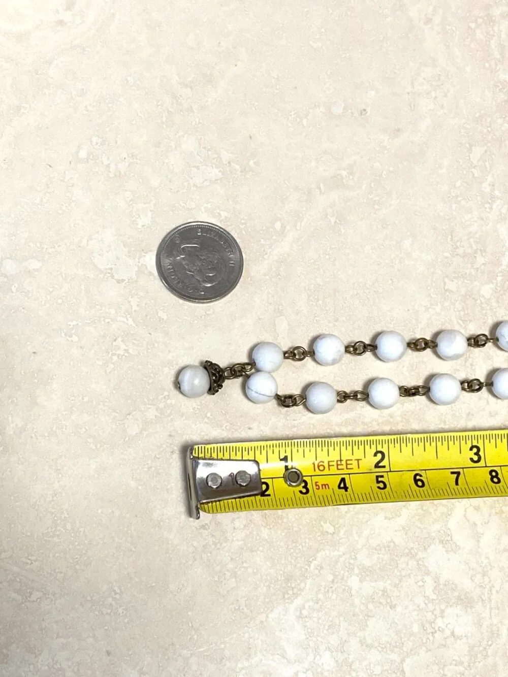 Genuine White Magnesite Short Necklace, Natural Gemstone & Bronze Acorn Pendant - Picture 11 of 13